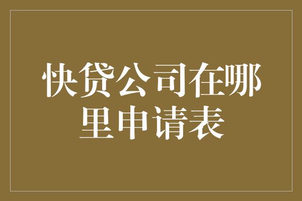 快贷公司在哪里申请表