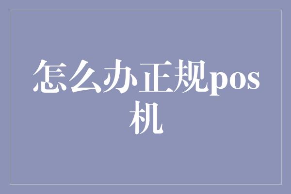 怎么办正规pos机