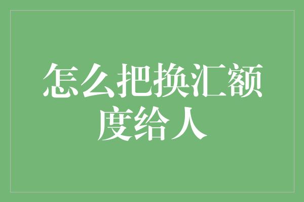 怎么把换汇额度给人