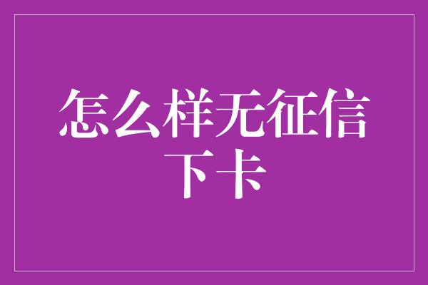 怎么样无征信下卡