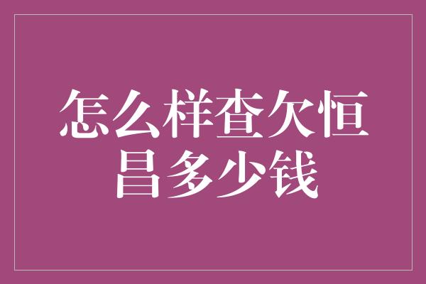 怎么样查欠恒昌多少钱