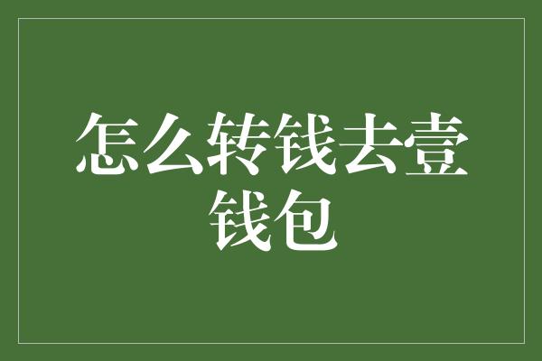 怎么转钱去壹钱包