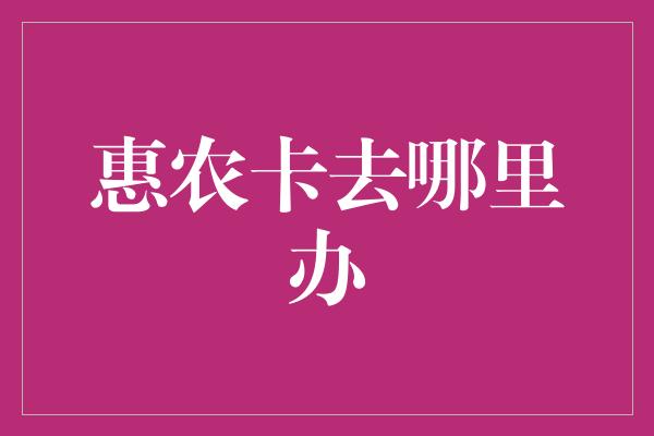 惠农卡去哪里办