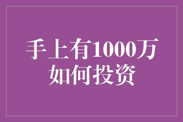 手上有1000万如何投资