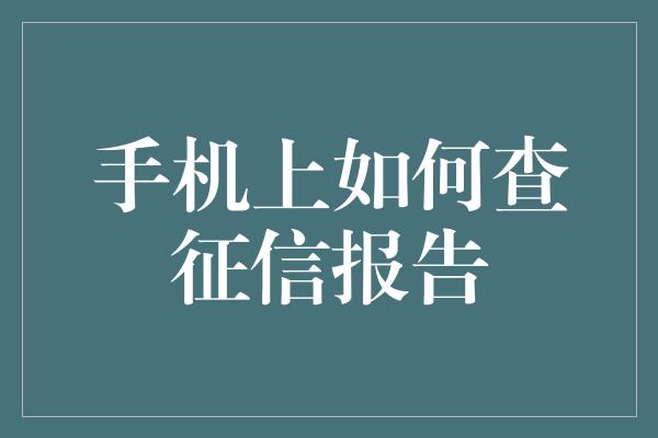 手机上如何查征信报告