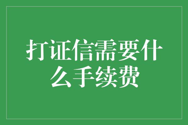 打证信需要什么手续费