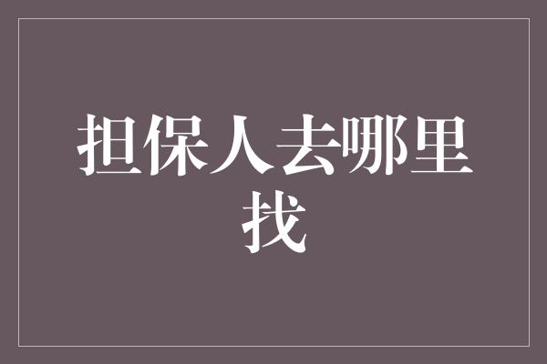 担保人去哪里找