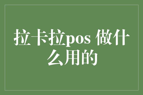 拉卡拉pos 做什么用的