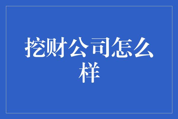 挖财公司怎么样