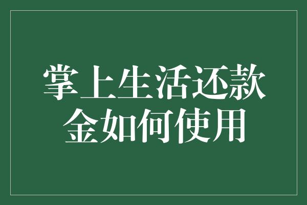 掌上生活还款金如何使用