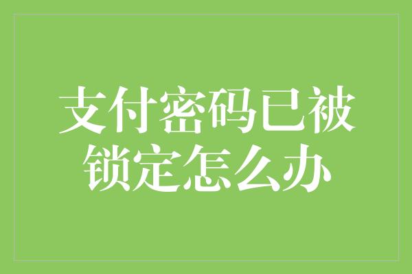 支付密码已被锁定怎么办