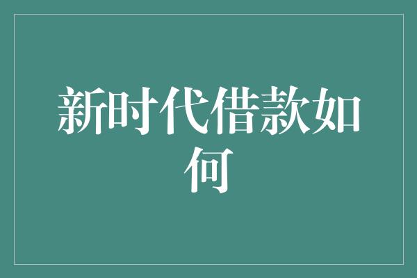 新时代借款如何