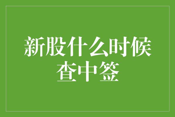 新股什么时候查中签