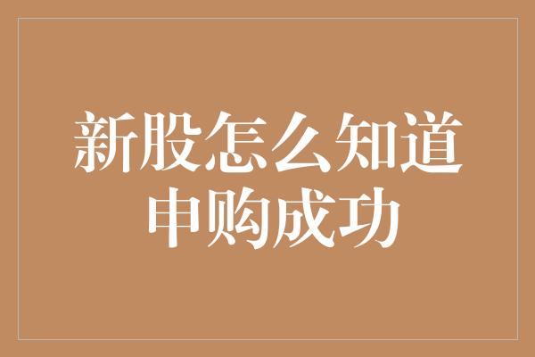 新股怎么知道申购成功