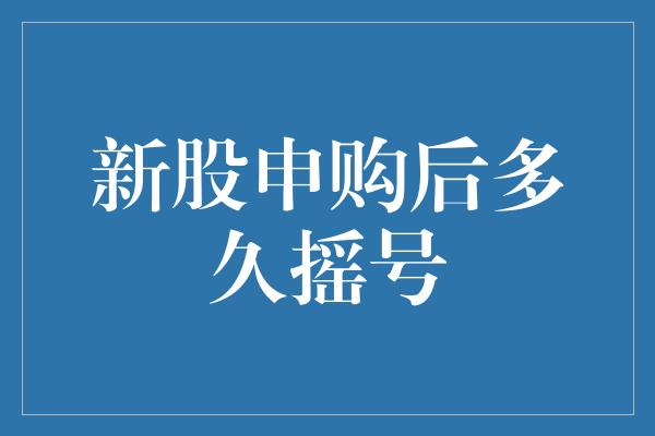 新股申购后多久摇号