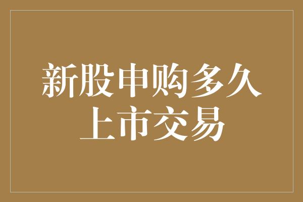 新股申购多久上市交易