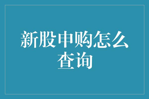 新股申购怎么查询