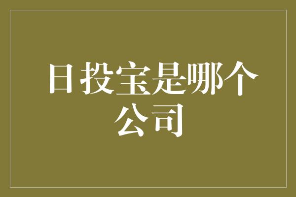 日投宝是哪个公司