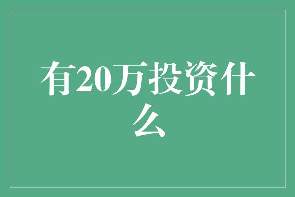 有20万投资什么