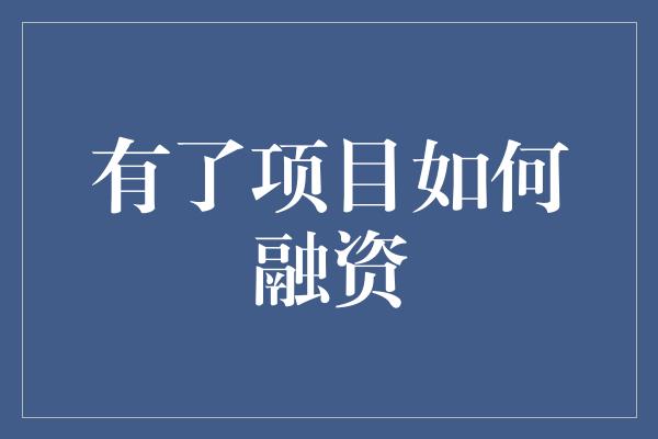 有了项目如何融资