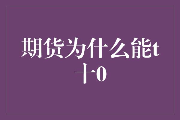 期货为什么能t十0