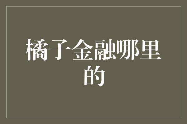 橘子金融哪里的