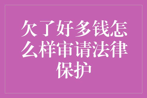 欠了好多钱怎么样审请法律保护