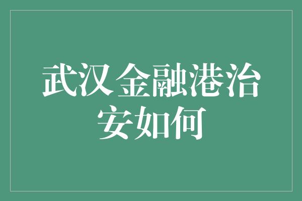 武汉金融港治安如何