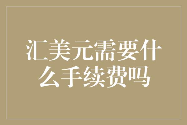 汇美元需要什么手续费吗