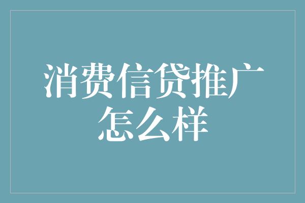 消费信贷推广怎么样