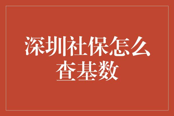 深圳社保怎么查基数