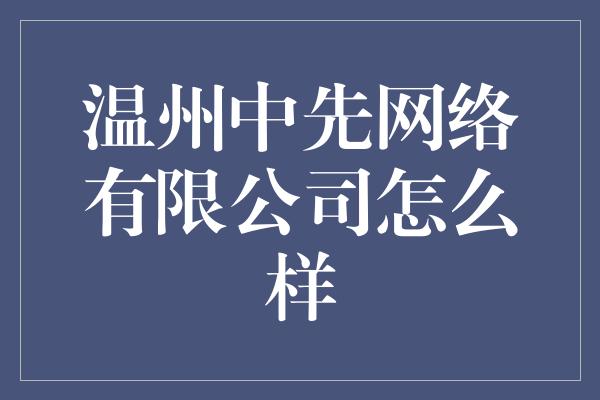 温州中先网络有限公司怎么样