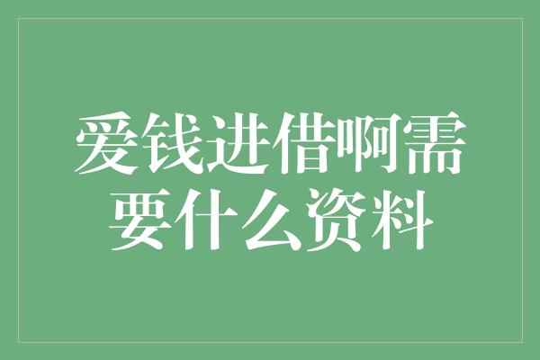 爱钱进借啊需要什么资料