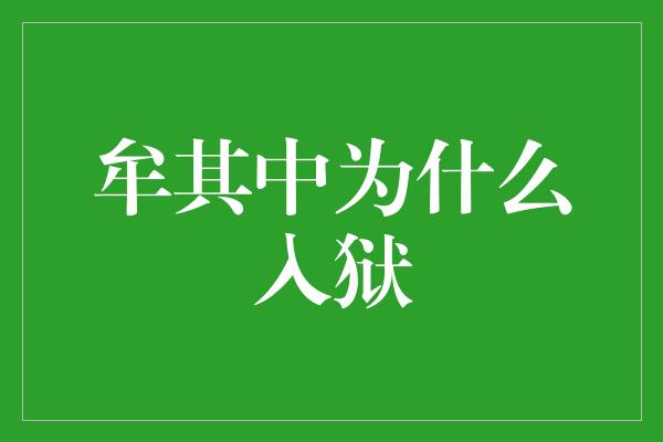 牟其中为什么入狱