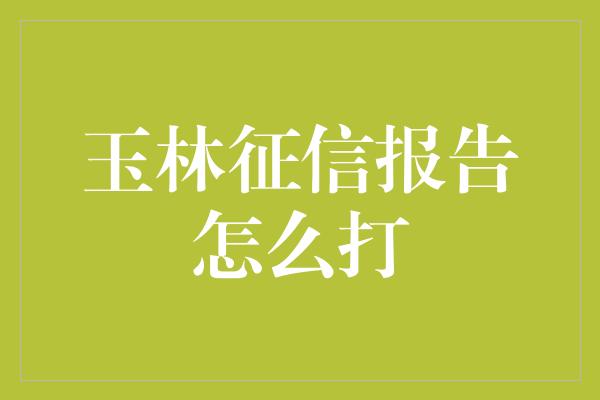 玉林征信报告怎么打