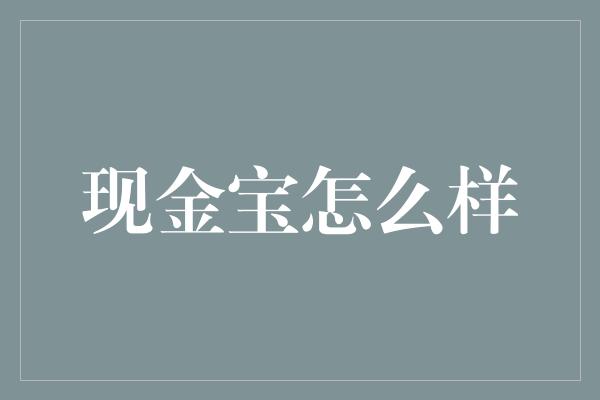 现金宝怎么样