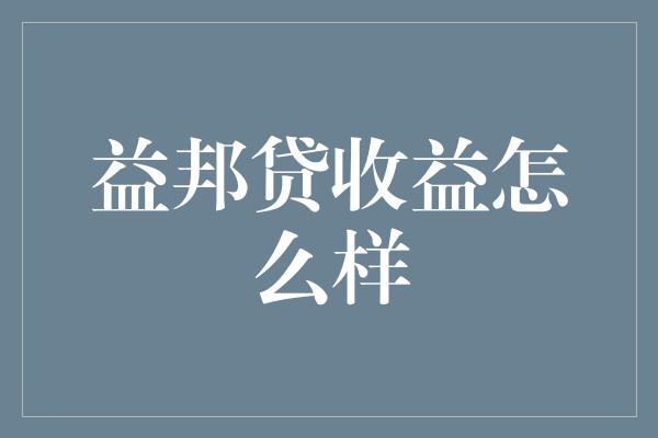 益邦贷收益怎么样