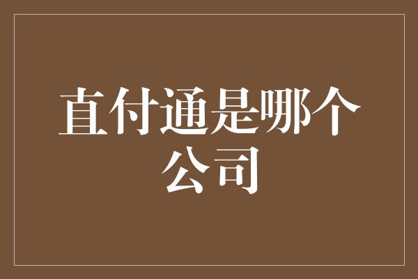 直付通是哪个公司