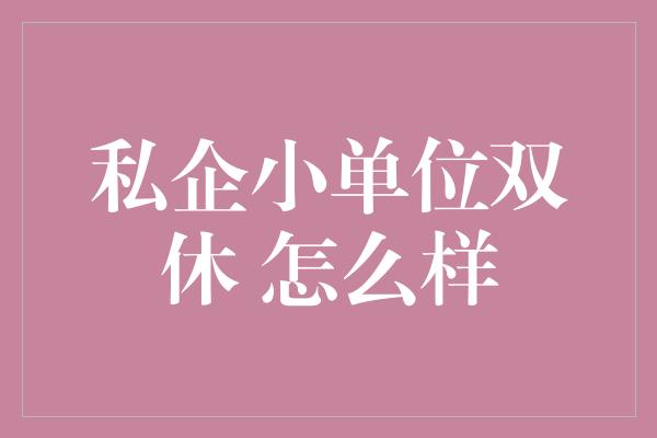 私企小单位双休 怎么样