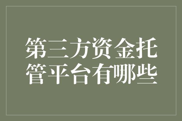 第三方资金托管平台有哪些