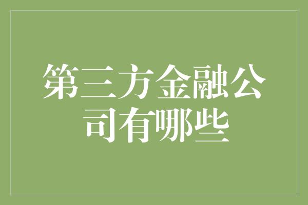 第三方金融公司有哪些