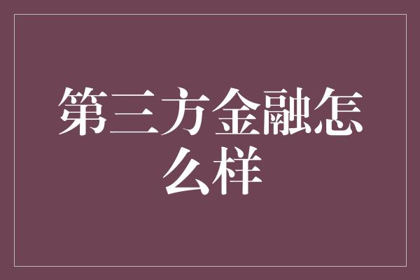 第三方金融怎么样