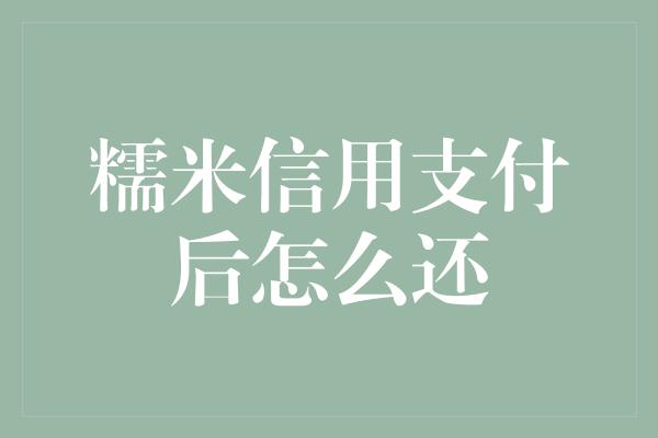 糯米信用支付后怎么还