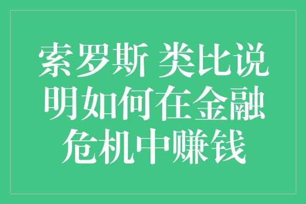 索罗斯 类比说明如何在金融危机中赚钱