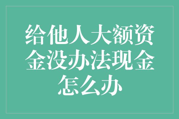 给他人大额资金没办法现金怎么办