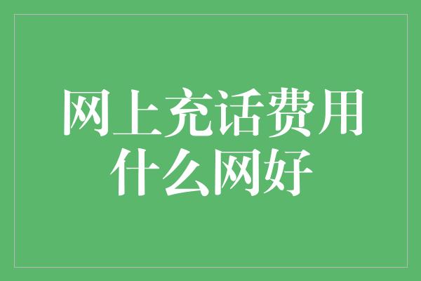 网上充话费用什么网好