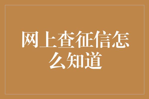 网上查征信怎么知道