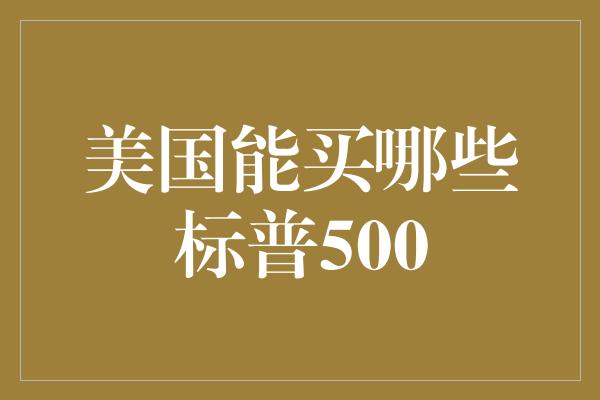 美国能买哪些标普500