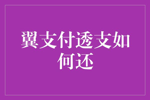 翼支付透支如何还