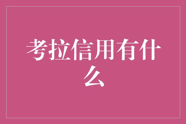 考拉信用有什么